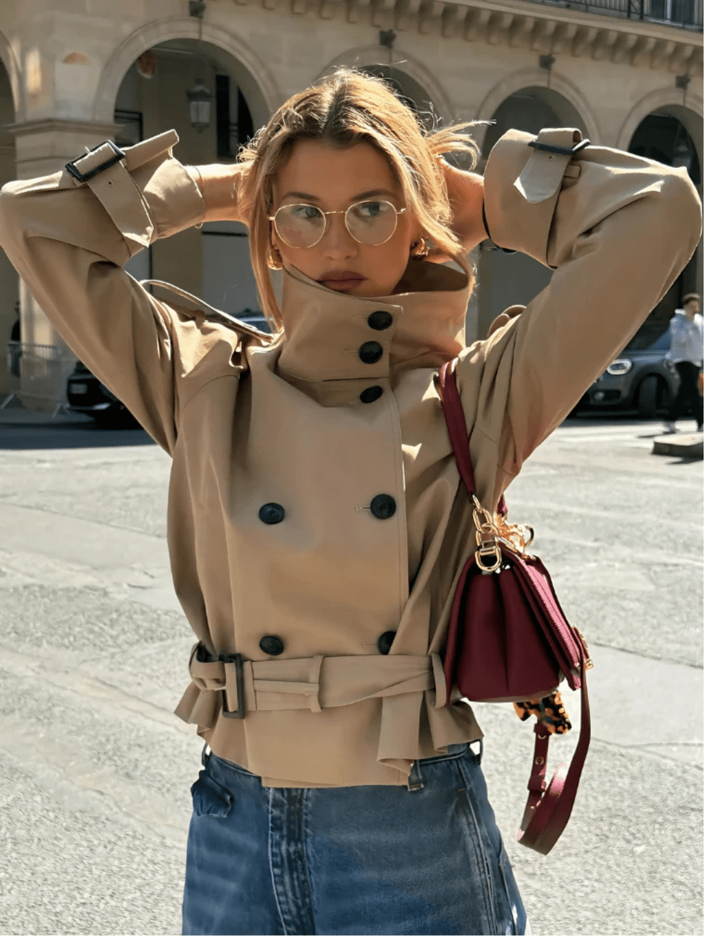 SOERA Marlene Cropped Trench Coat - Coat - Beige XS