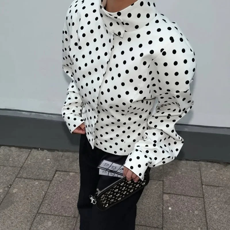 SOERA Caryl Stand Collar Polka Dot Jacket - Coats & Jackets - 1005009631661786-;cf1774869403517085936 S