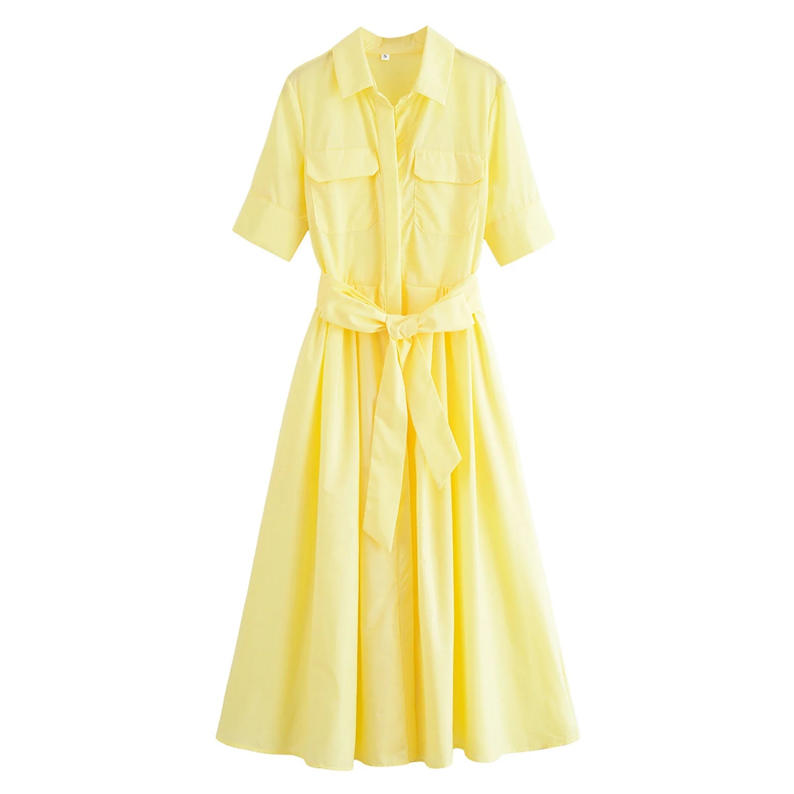 SOERA Ariane Belted Shirt Midi Dress - Dress - Yellow XS