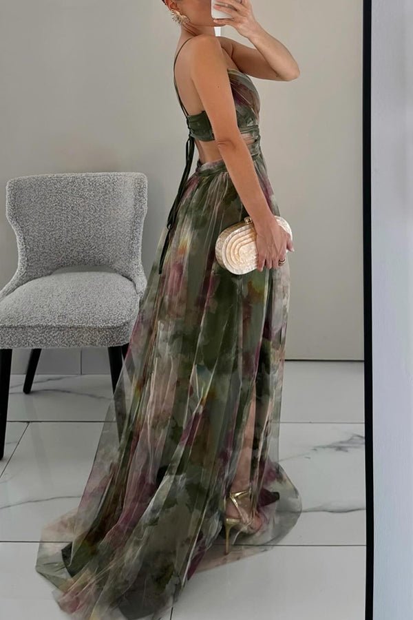 SOERA Bianca Floral V - Neck Maxi Dress - Dress - Green M