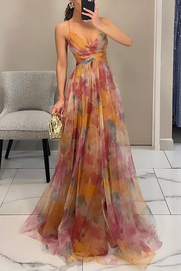 SOERA Bianca Floral V - Neck Maxi Dress - Dress - Orange M