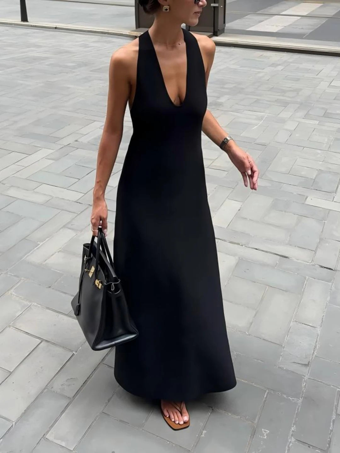 SOERA Celeste Deep V-Neck Halter Maxi Dress - Dress - XS