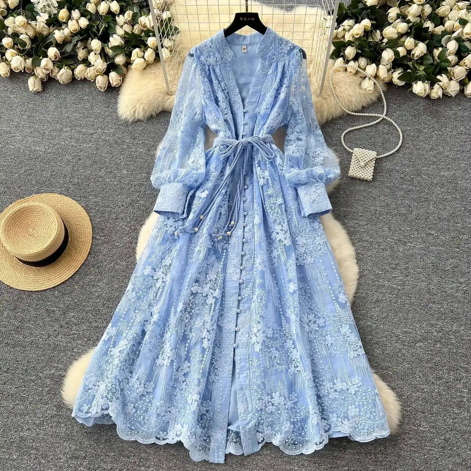 SOERA Jenina Embroidered Pearl Midi Dress - Dress - White S