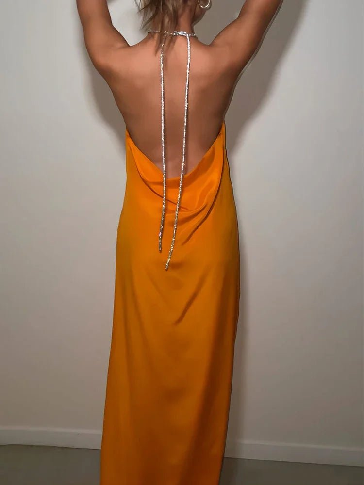 SOERA Veron Sequin Halter Maxi Dress - Dress - Orange S