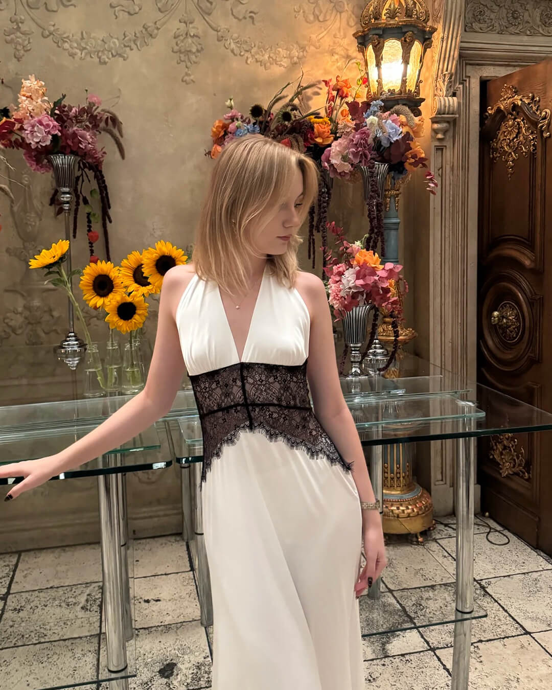 SOERA Astrid Satin Lace Waist Backless Dress - Dresses - 1005008895213429-;Jm1764877297361299029 White L