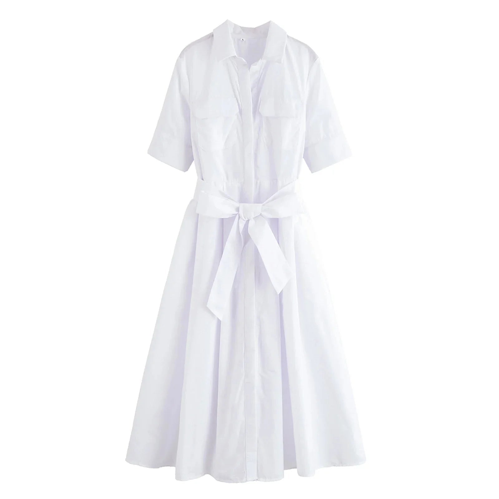 SOERA Beatrice Belted Shirt Midi Dress - Dresses - White L