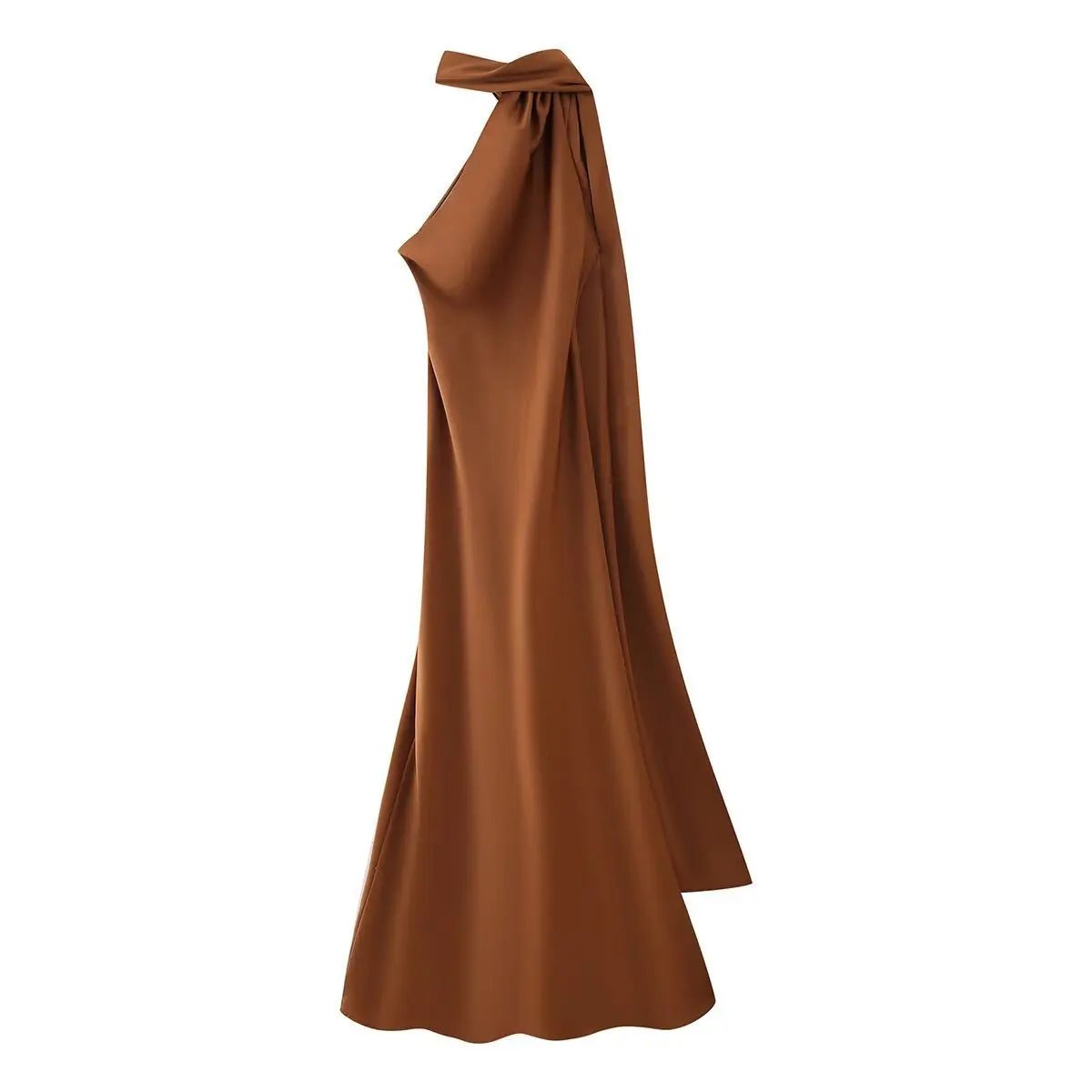 SOERA Beatrice Halter Backless Silk Satin Maxi Dress - Dresses - Yellow S
