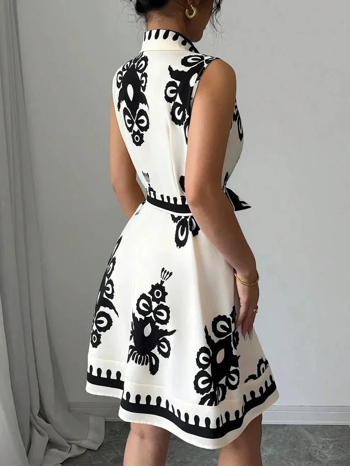 SOERA Bianca Butterfly Print Tie-Waist Midi Dress - Dresses - Black S