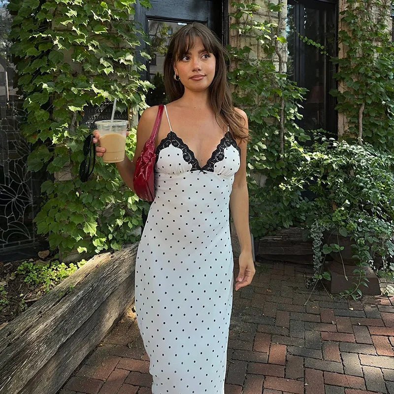 SOERA Celeste Lace Trim Polka Dot Dress - Dresses - White S