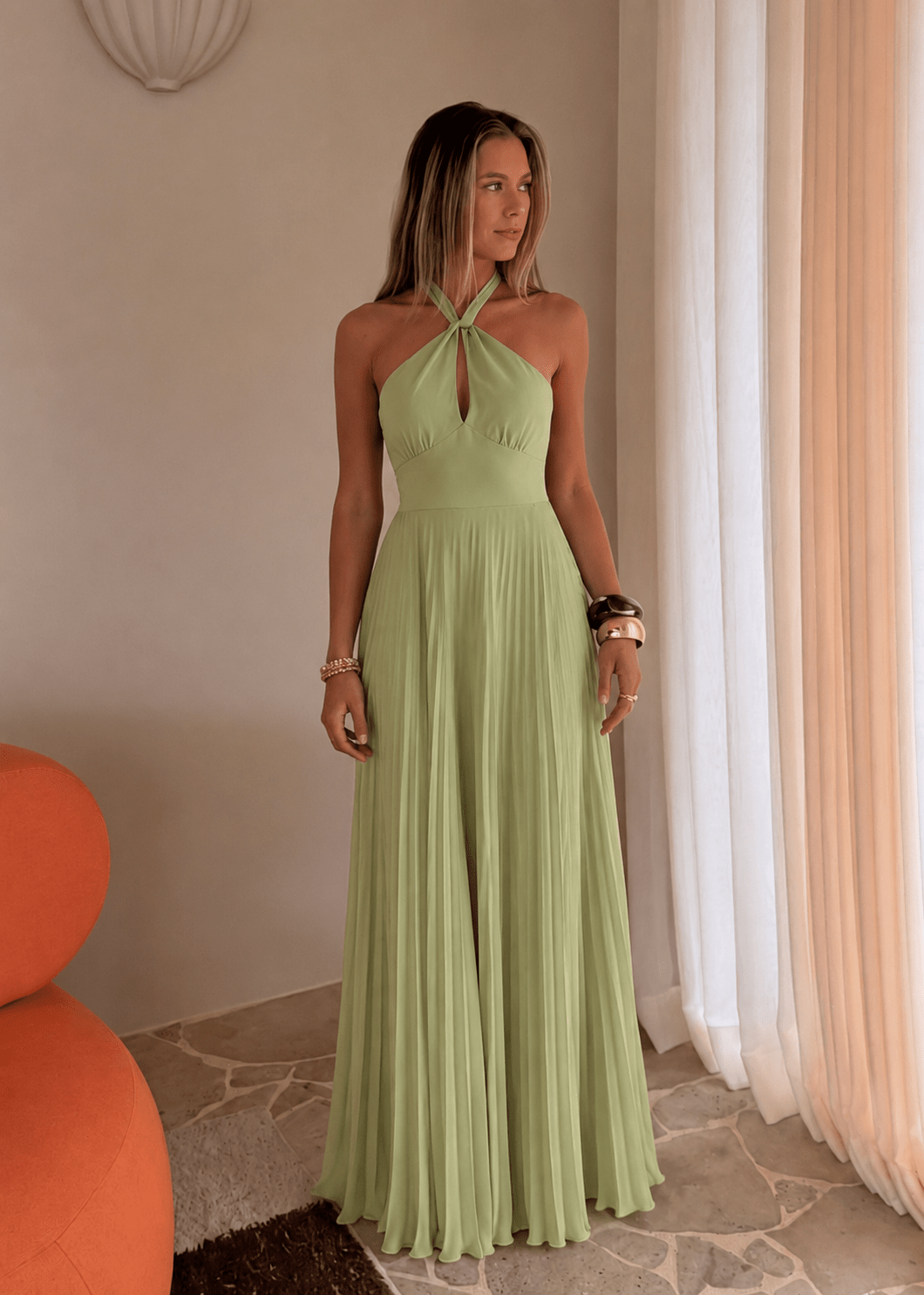 SOERA Georgia Halter Pleated Maxi Dress - Dresses - S