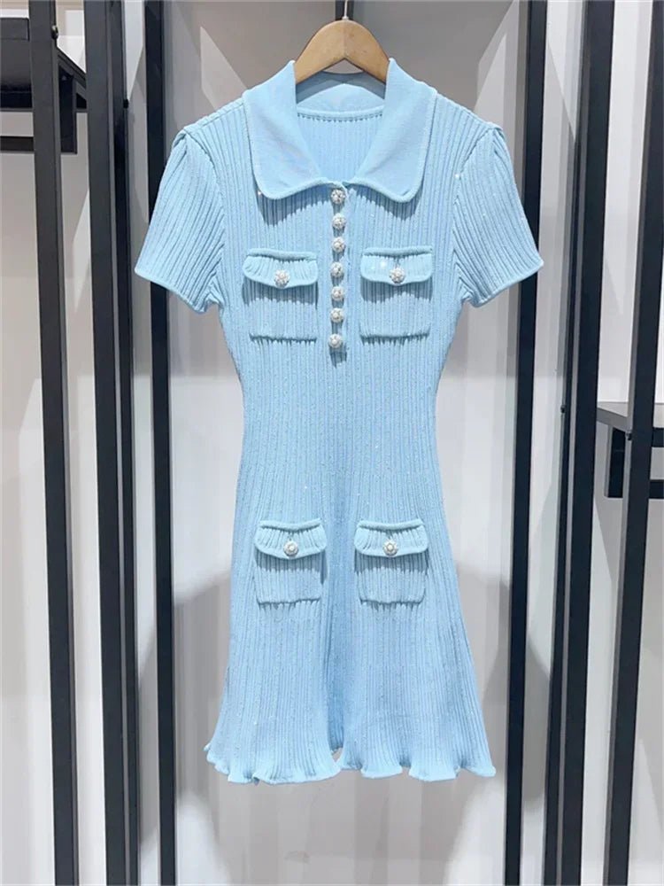 SOERA Katya Sequin Knit Mini Dress - Dresses - Blue XS
