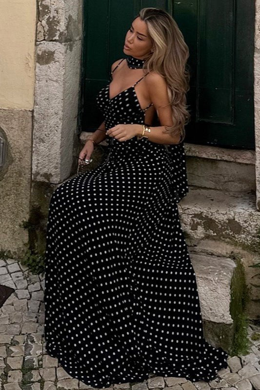 SOERA Madeline Polka Dot Backless Maxi Dress - Dresses - eI1775516058237546775 Black S