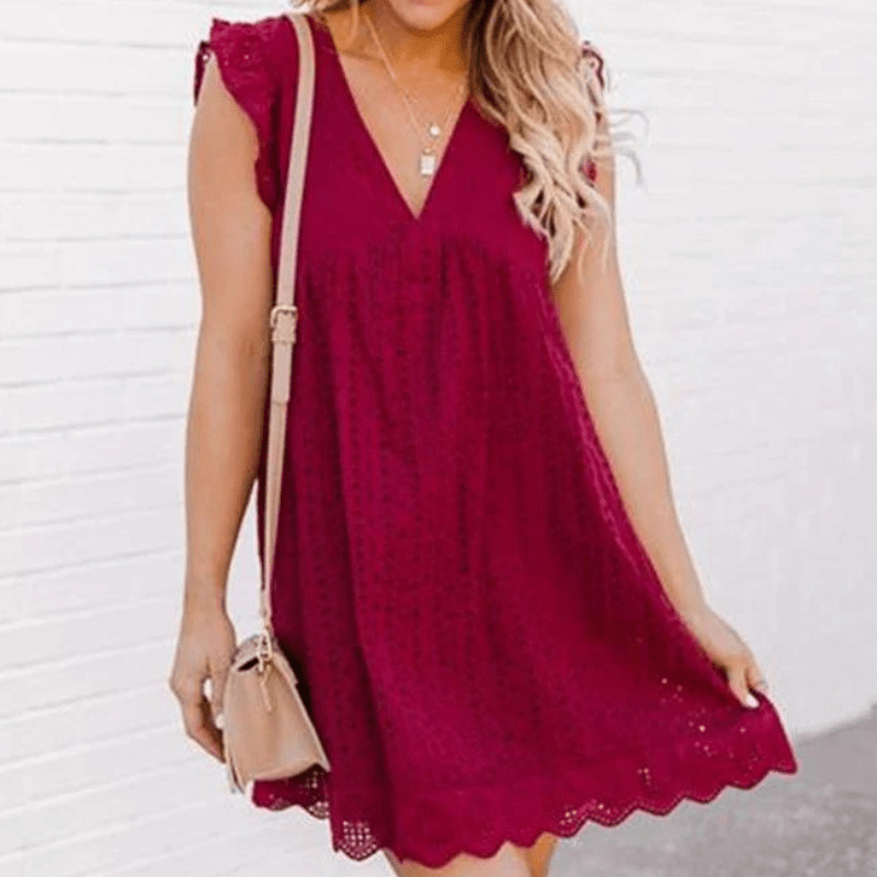 SOERA Regine V Neck Sleeveless Mini Dress - Dresses - vl1776061224031939160 Red S