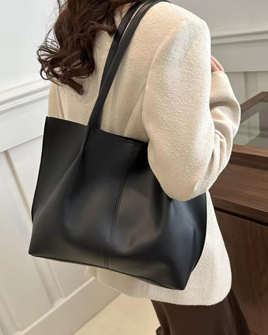 SOERA Calista Faux Leather Tote Bag - Handbags - 1005010041737341-;IB1764877298441951834 Black