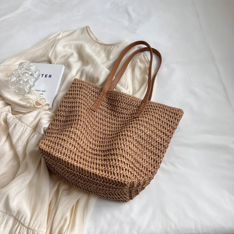 SOERA Celeste Woven Straw Beach Tote - Handbags - Beige