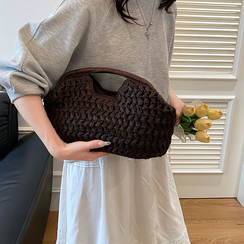 SOERA Danica Woven Rattan Tote - Handbags - Coffee