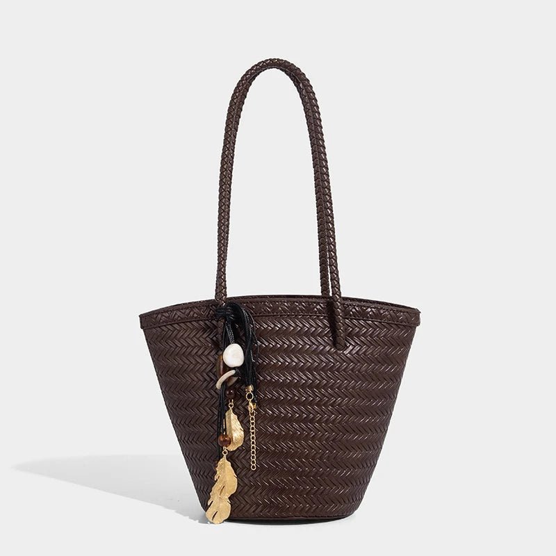 SOERA Meryl Woven Bucket Handbag with Pouch - Handbags - 1005009214177960-;OZ1775031590860362256 Coffee