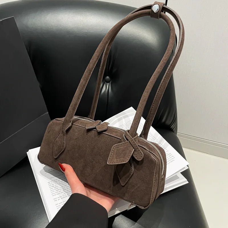 SOERA Rebecca Suede Shoulder Bag - Handbags - 3256809531902601-;Qb1763832189353374862 Beige