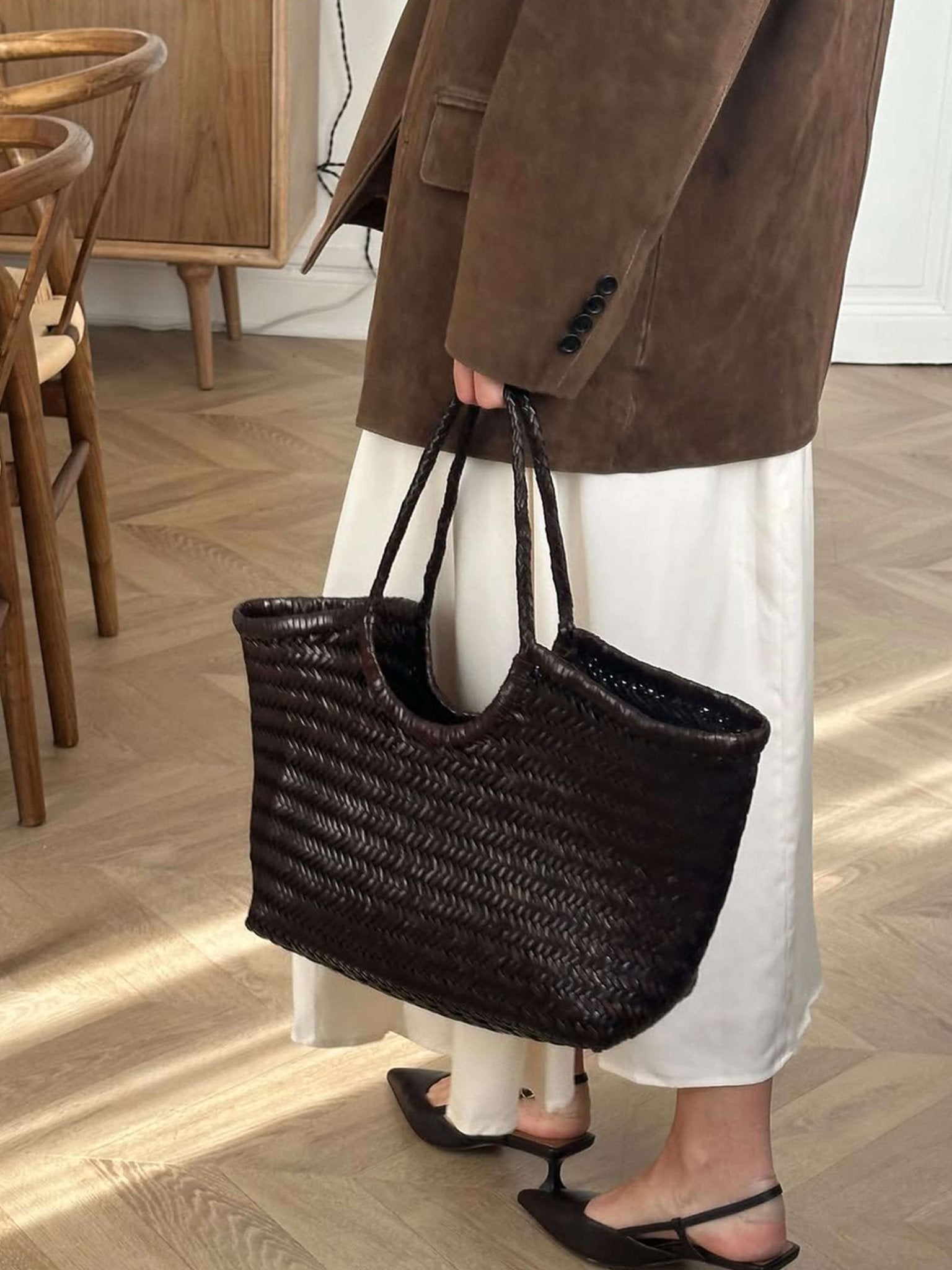 SOERA Rica Woven Faux Leather Bag - Handbags - Soera-Rica-Woven-Faux-Leather-Bag-Handbag/Dark-Brown Dark Brown Regular