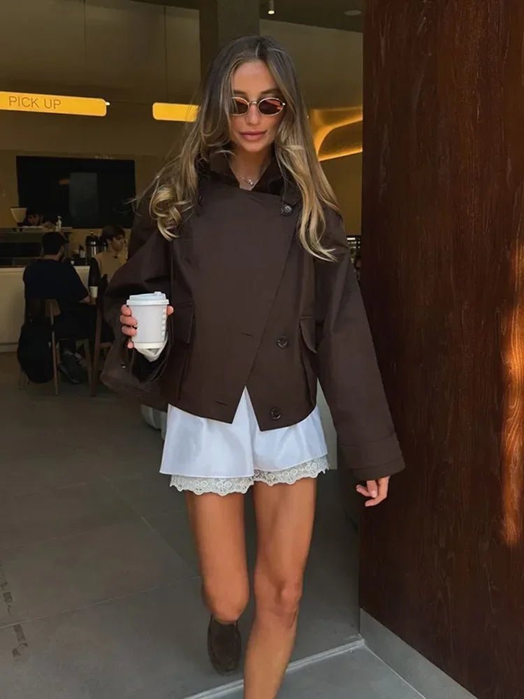 SOERA Beatrice Cropped Trench Coat - Jackets - BT1760504685429502241 Brown L