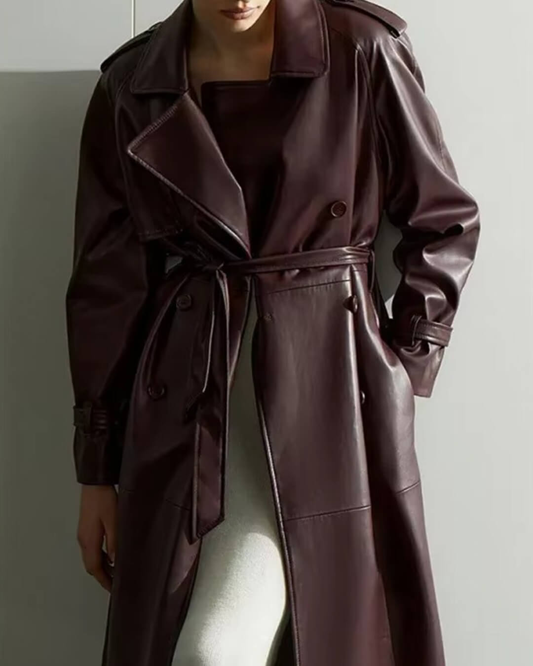 SOERA Cassy Faux Leather Maxi Trench Coat - Jackets - AV1764442362183661000 Burgundy M