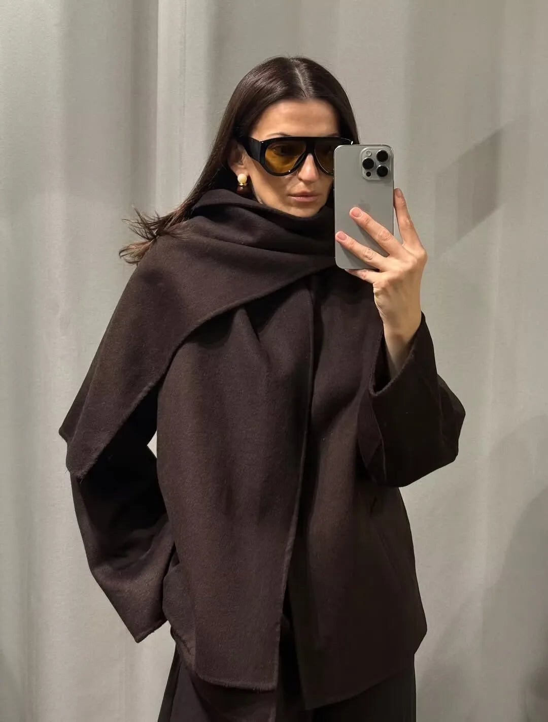 SOERA Cecille Coat with Scarf - Jackets - 3256810062410555-;pS1763625123198182838 Brown S