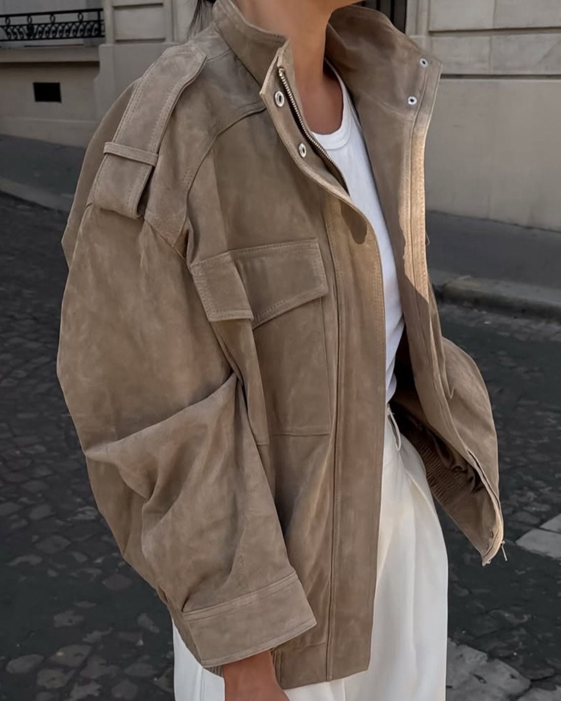 SOERA Charice High - Neck Suede Jacket - Jackets - xK1774004001183403591 Sand S