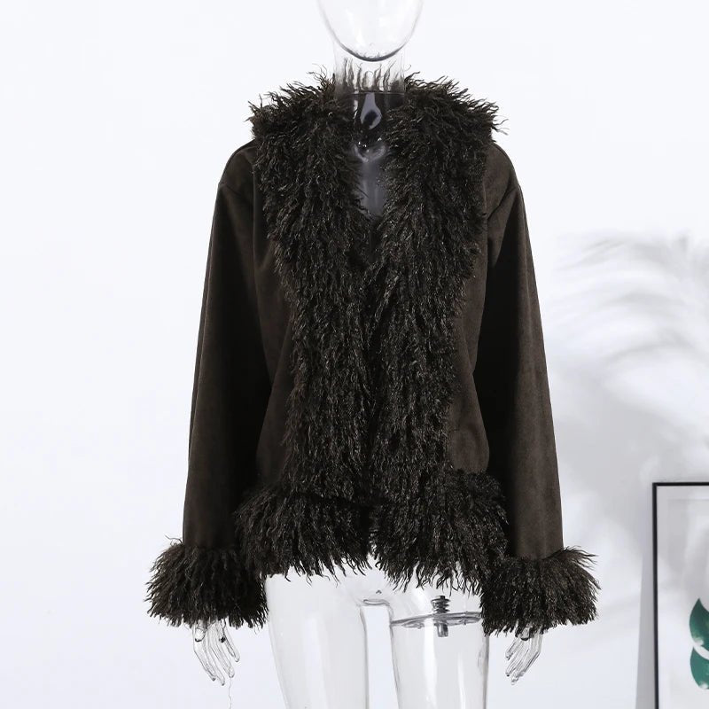 SOERA Daisy Plush Faux Fur Coat - Jackets - ux1760630816270342741 Brown L