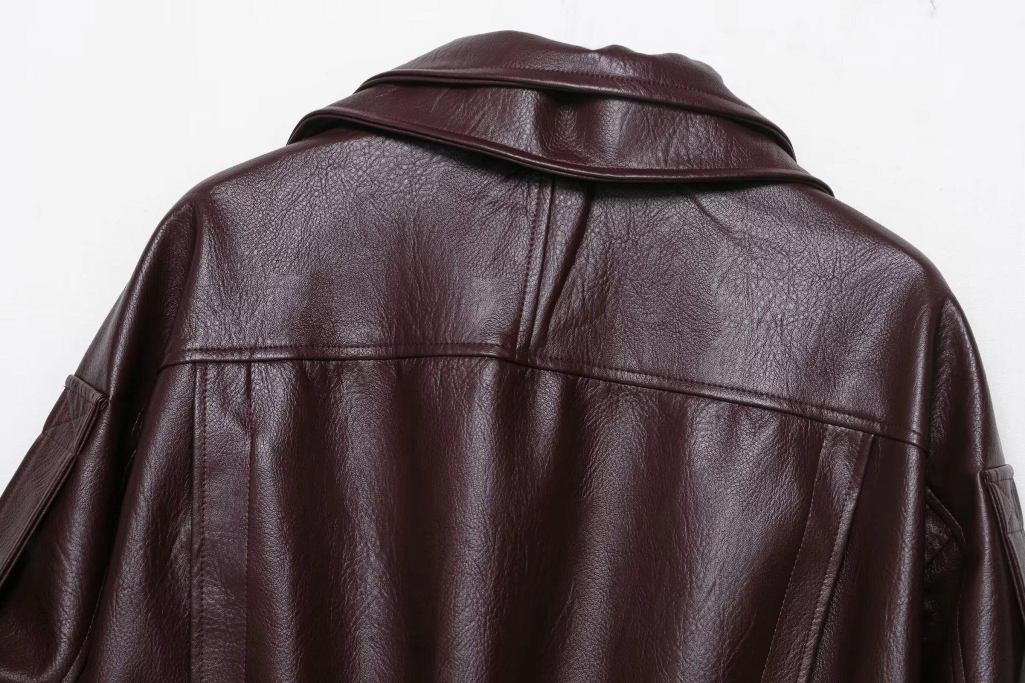 SOERA Denise Belted Leather Jacket - Jackets - Burgundy S