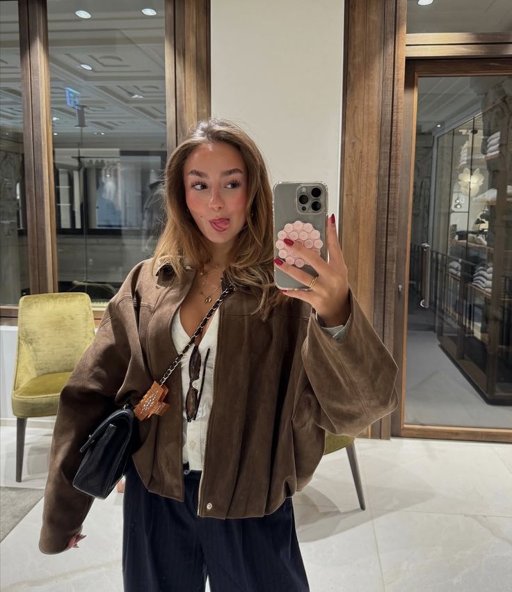 SOERA Lara Suede Bomber Jacket - Jackets - Brown M