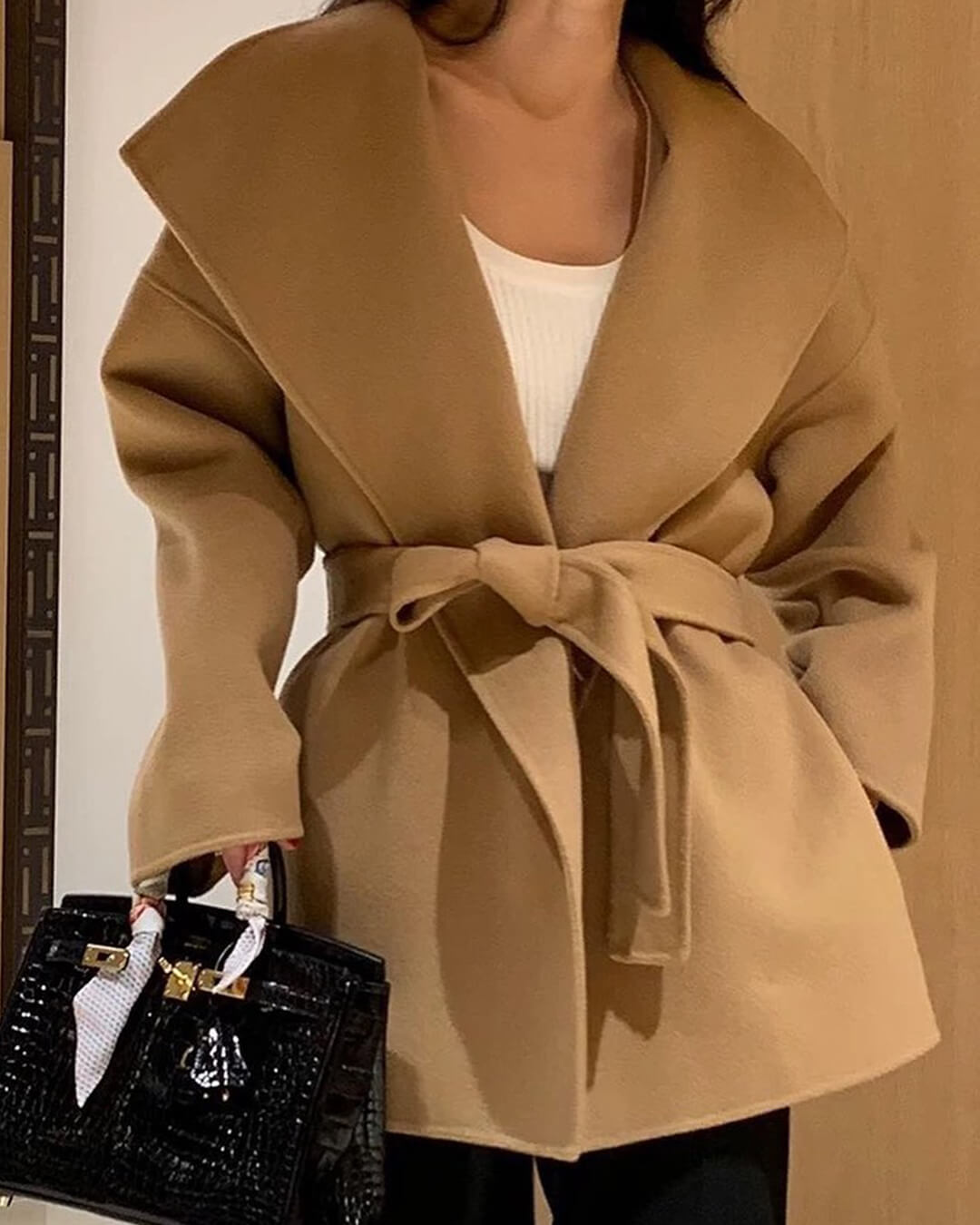 SOERA Lorelie Belted Wrap Coat - Jackets - Brown