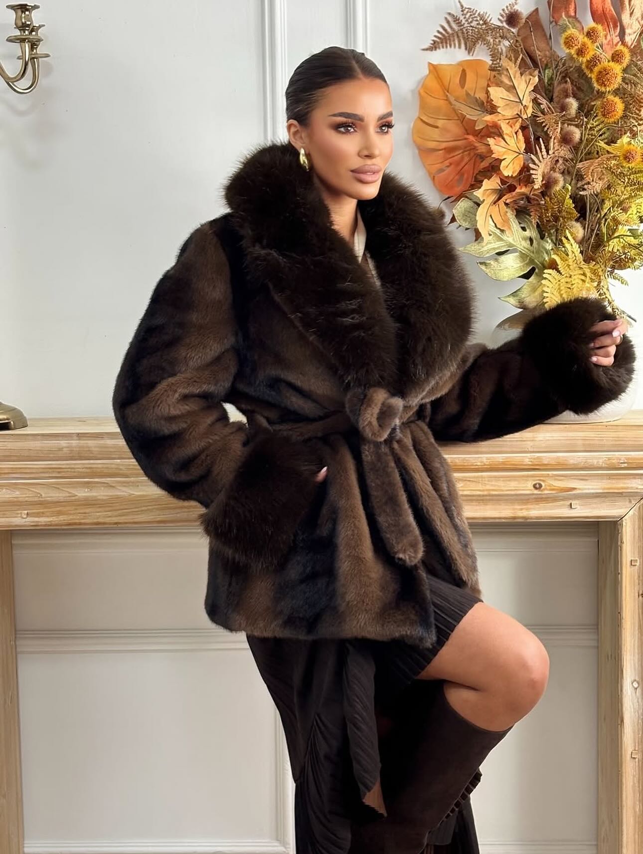 SOERA Louise Faux Fur Coat - Jackets - L Coffee