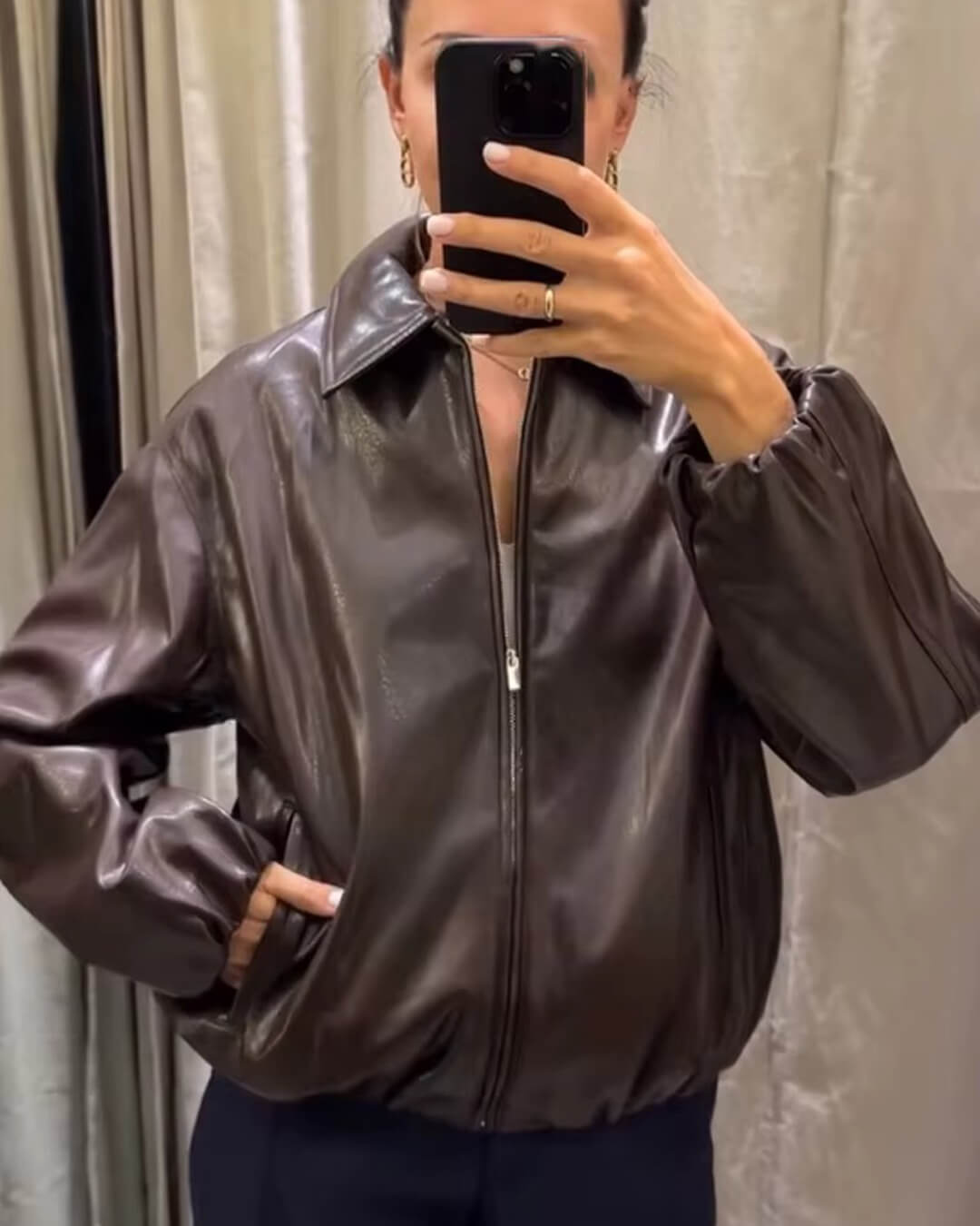 SOERA Marivic Zip Up Faux Leather Jacket - Jackets - Dv1775572252224247367 Brown S