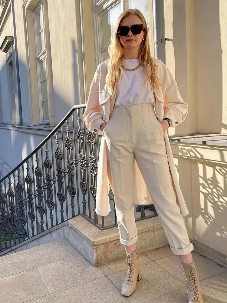 SOERA Sofia High Waist Pencil Pants - Pants - Cream XS