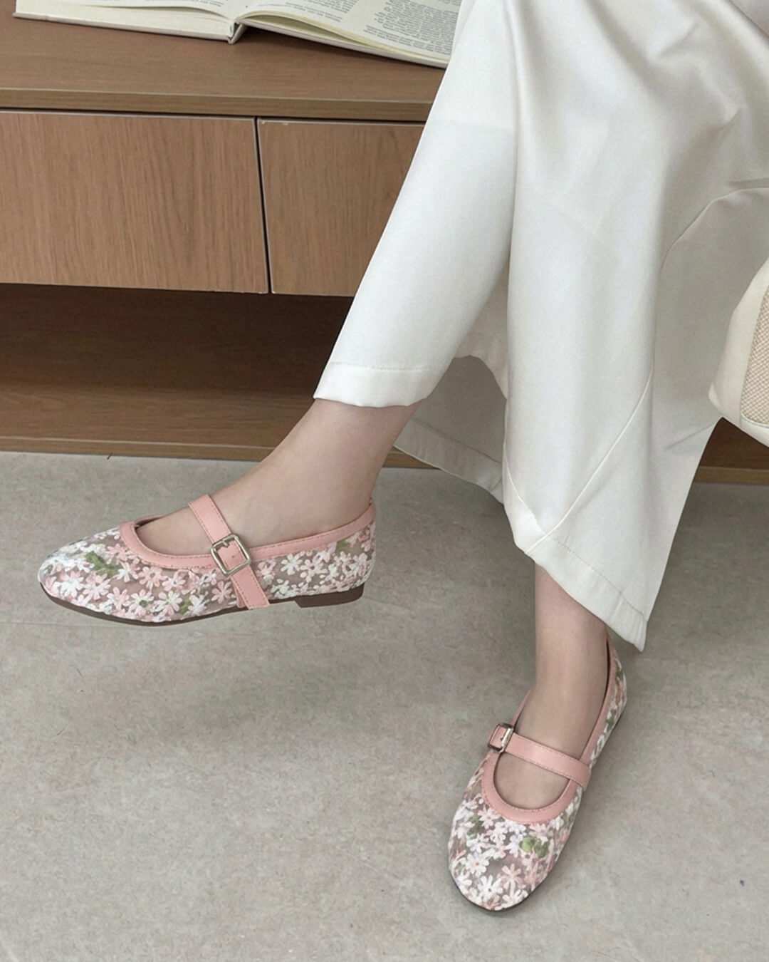 SOERA Helen Mesh Mary Jane Ballet Flats - Shoes - 1005010714131580-;dz1769140528171907208 Pink 37