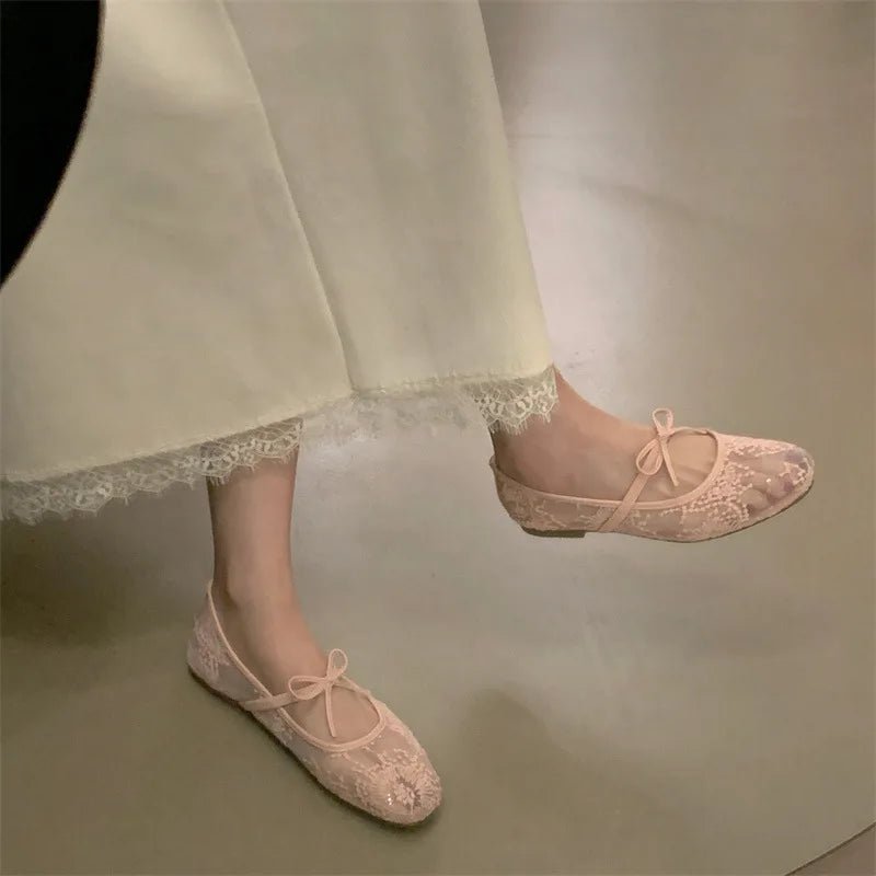 SOERA Saskia Embroidered Mesh Ballet Flats - Shoes - Pink 36