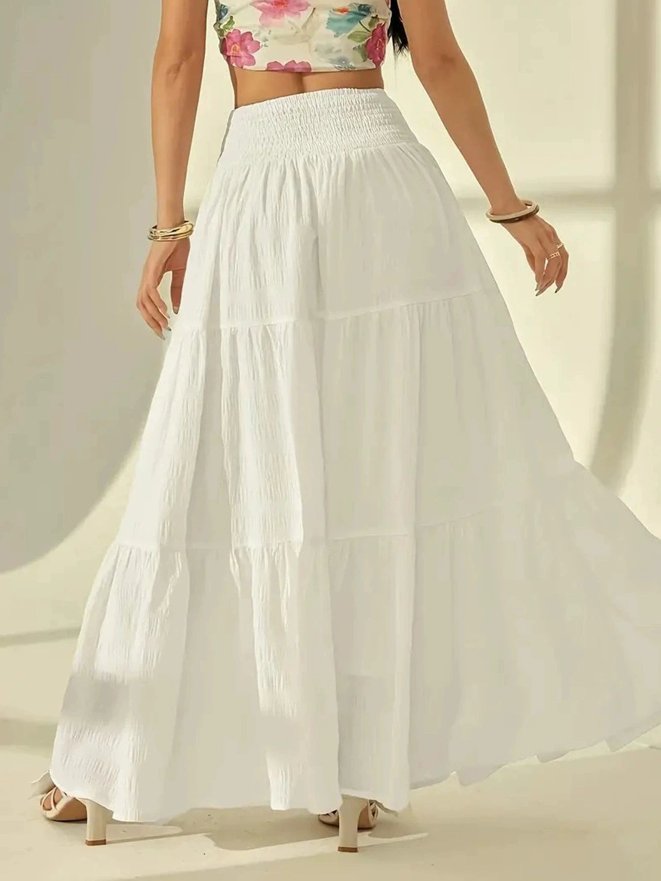 SOERA Celeste Layered Maxi Skirt - Skirt - White 2XL