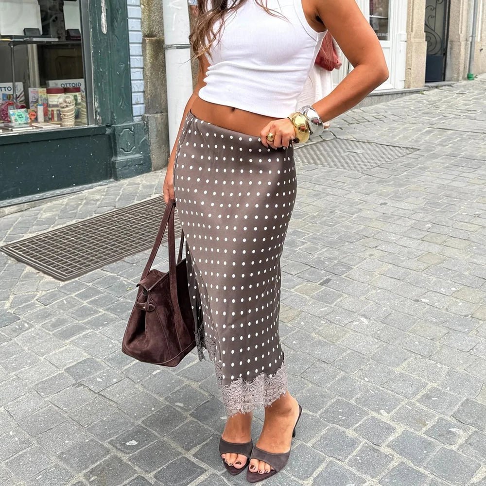 SOERA Nicky Retro Dots Lace Midi Skirt - Skirts - 1005010113115005-;QD1774621553326284231 White S