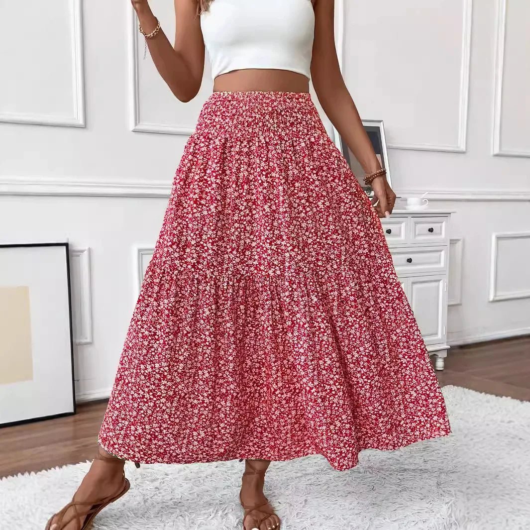 SOERA Rivka Boho Floral Maxi Skirt - Skirts - Plain Blue S