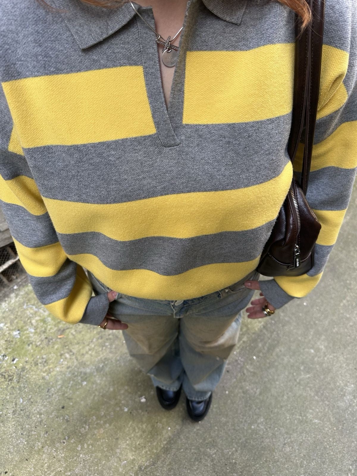 SOERA Una Striped Knitted V - Neck Pullover - Sweater - L