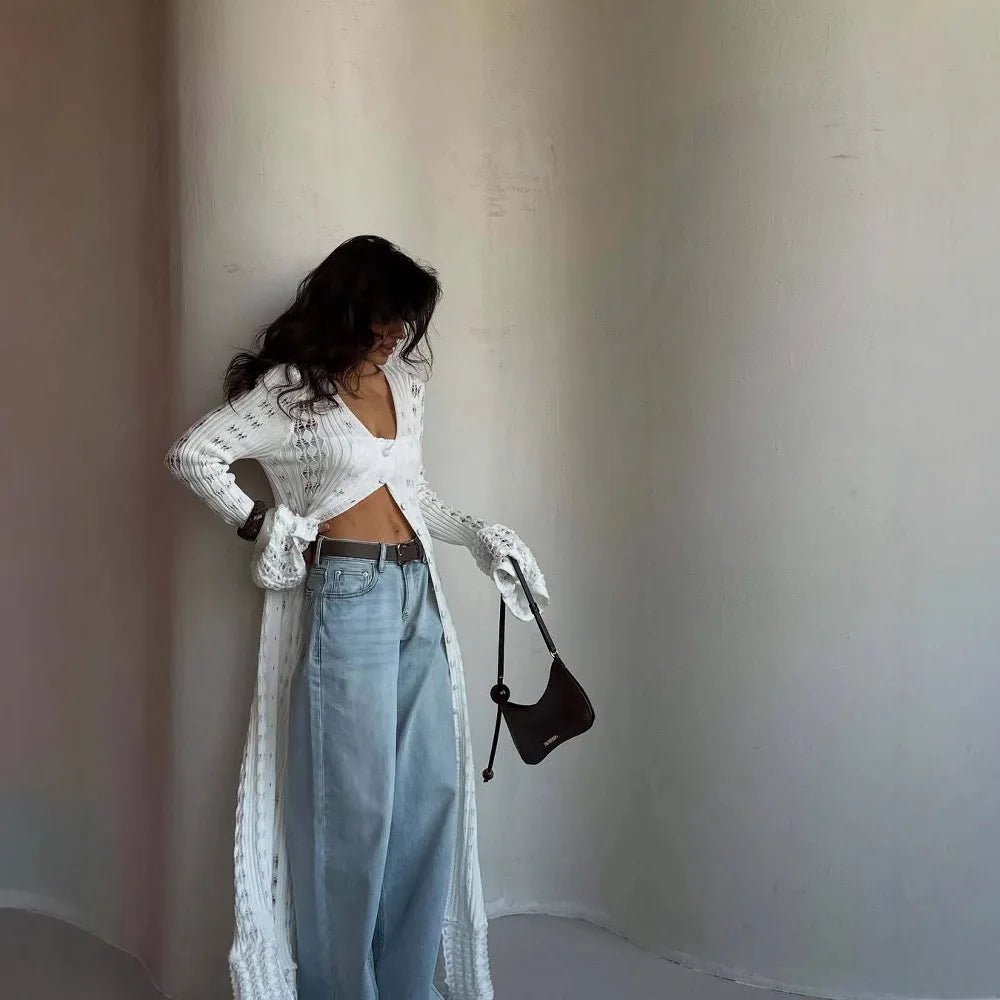 SOERA Whitney Hollow Knitted Cardigan - Sweaters & Cardigans - White S