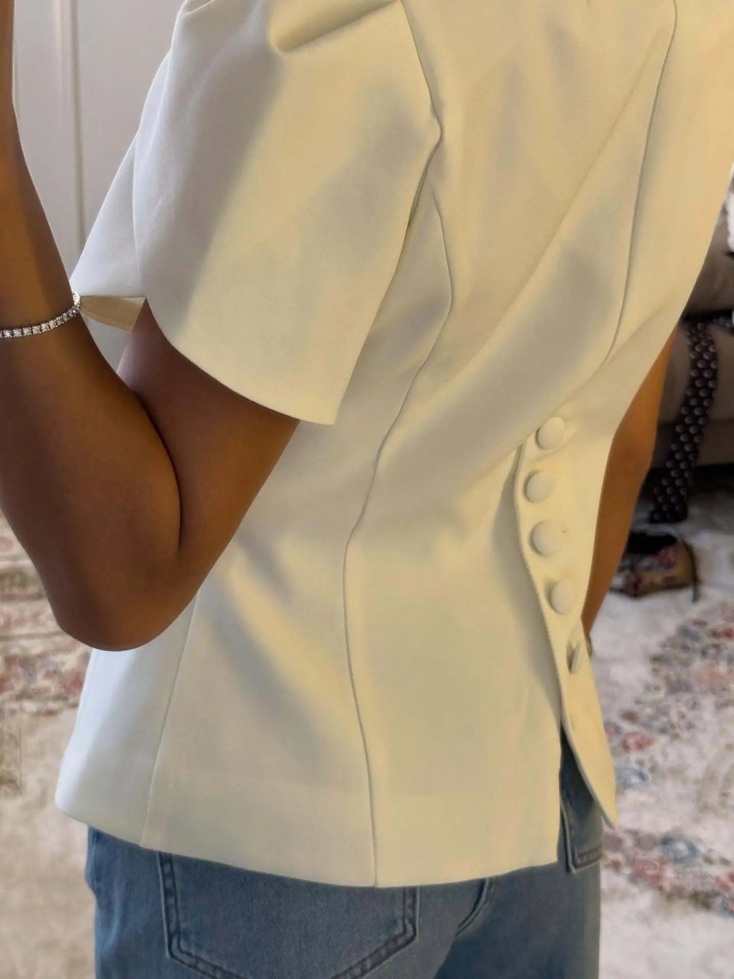SOERA Bianca Button Front Stand Collar Top - Tops - White S