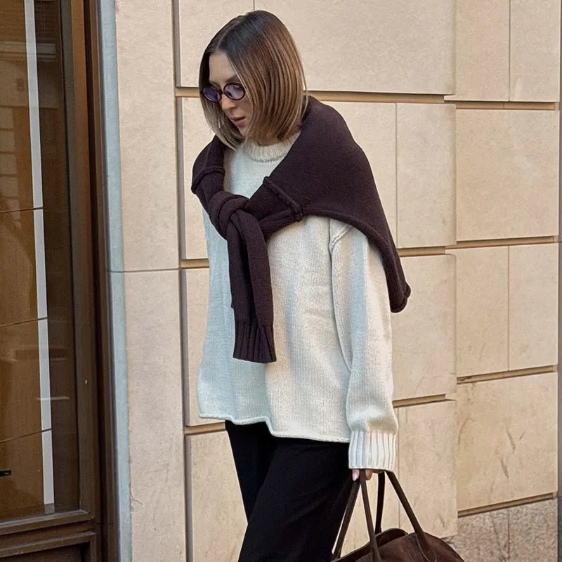 SOERA Joyce Loose Knitted Pullover - Tops - 3256810036257968-;EJ1763625122777235376 Dark Brown One Size