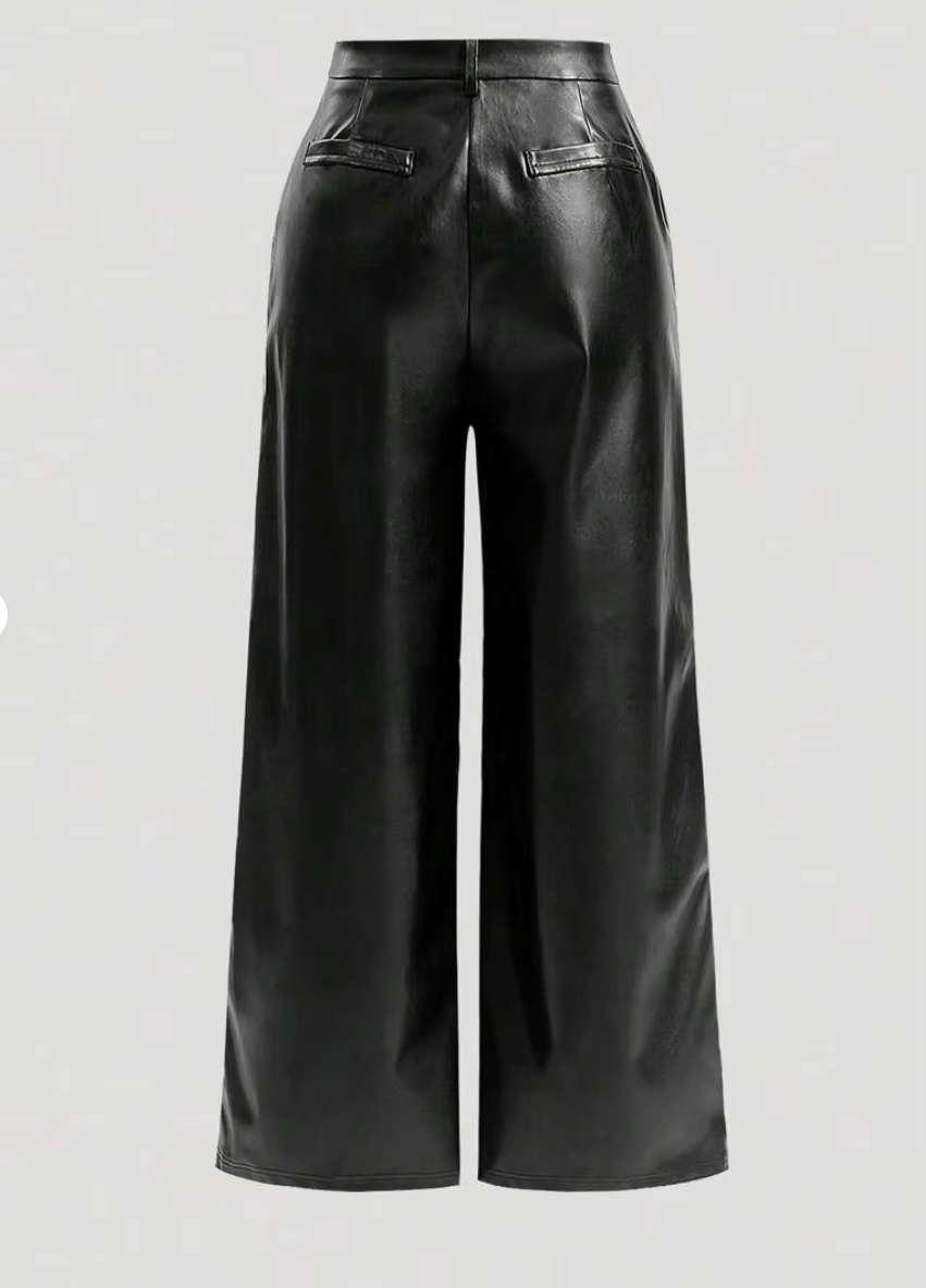 SOERA Michelle Faux Leather Flare Pants - Trousers - 3256807950001874-;Hi1764102178784752259 Black M