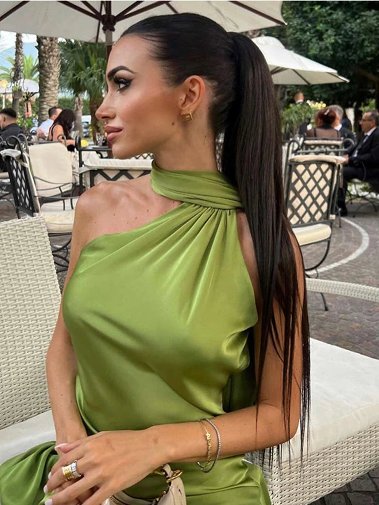 Yanna Halter Backless Satin Dress