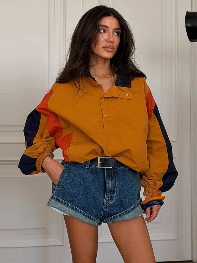Nerea Oversized Colorblock Cropped Jacket