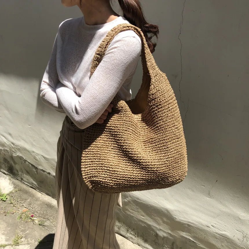 SOERA Beatrice Woven Rattan Tote Bag - Bag -  Brown