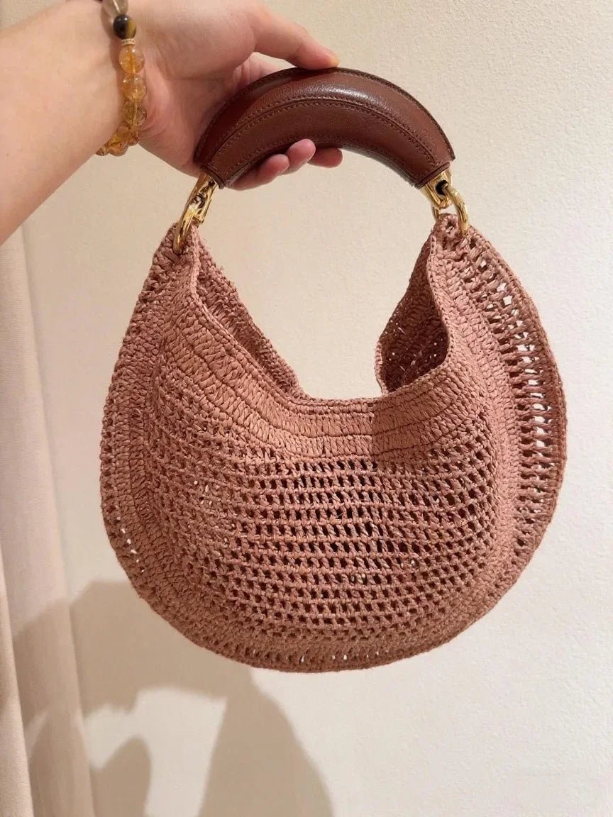 SOERA Bianca Crescent Woven Bag - Bag -  Pink