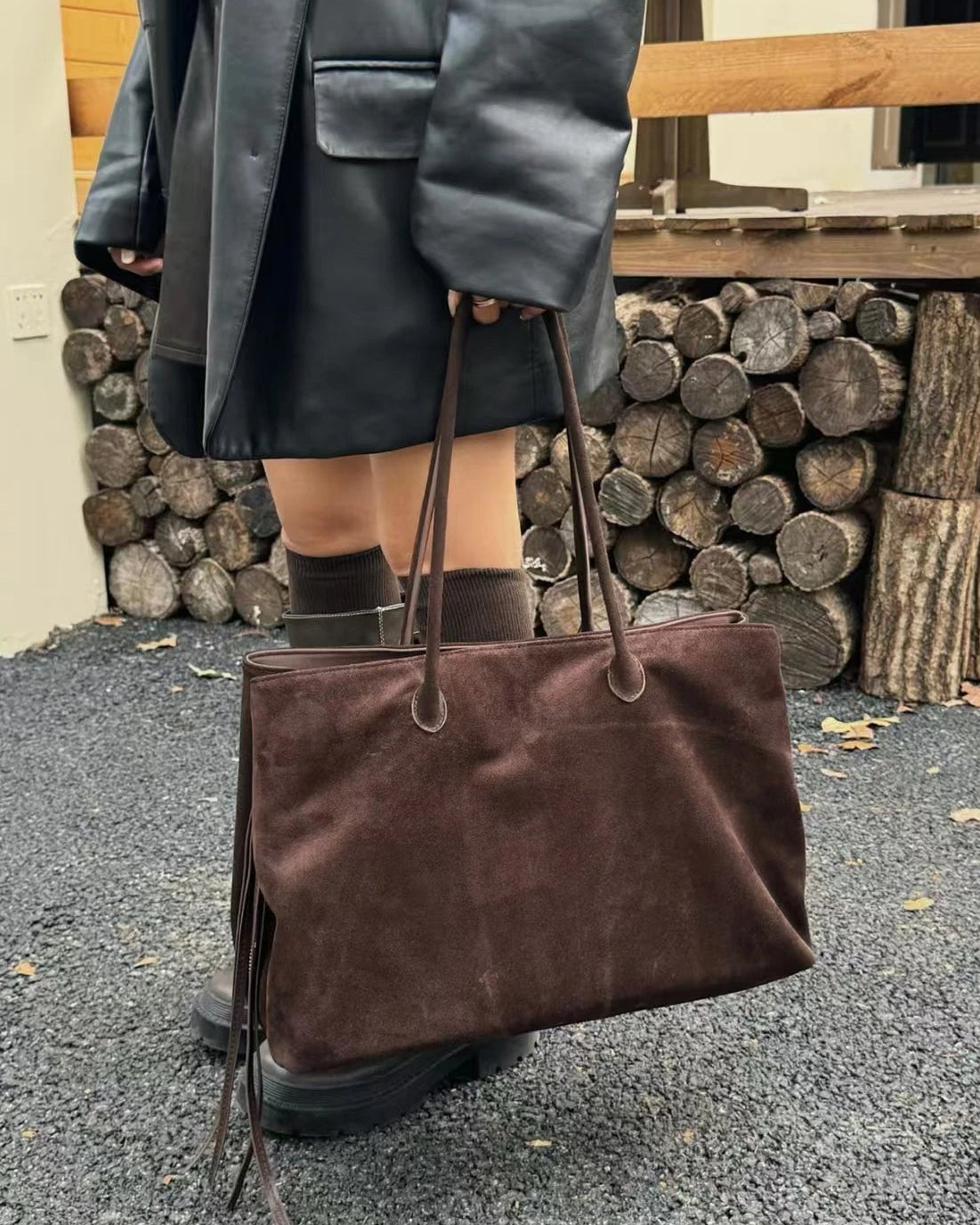 Carly Frosted Suede Tote Bag