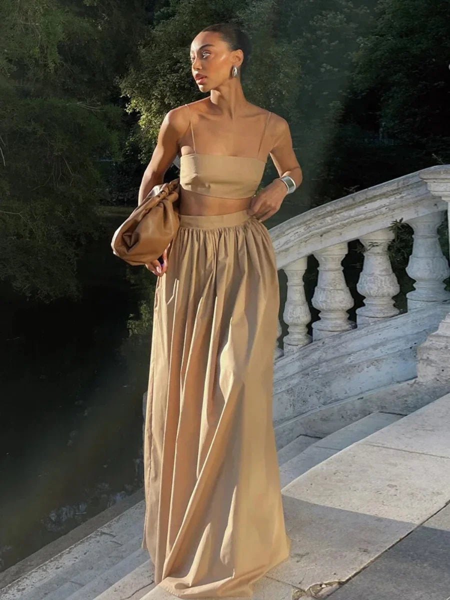 SOERA Olivia Striped Knit Two-Piece Set - Matching Sets - SOERA-777283-KHA-M-99555 Camel M